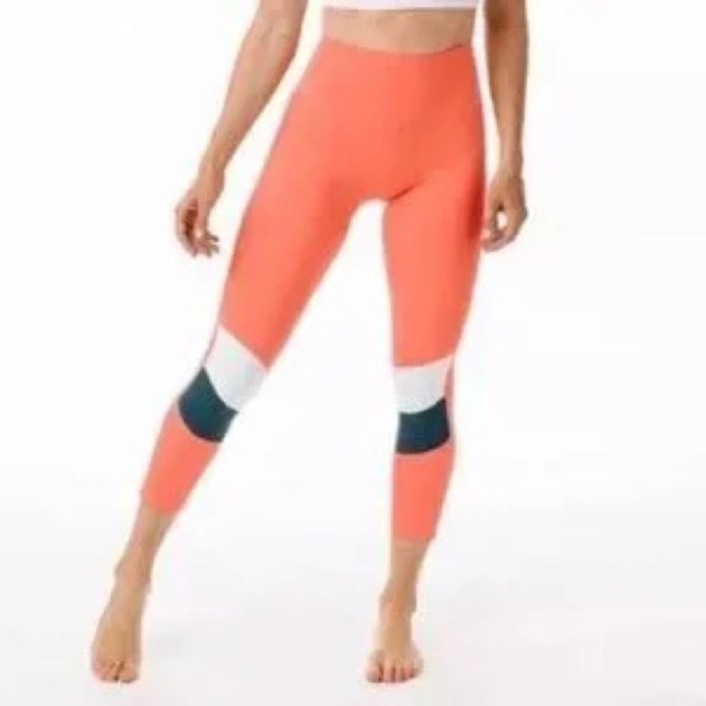 Vibrant Coral Colorblock Leggings